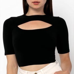 Los Angeles Apparel Cut Out Crop Top in Black